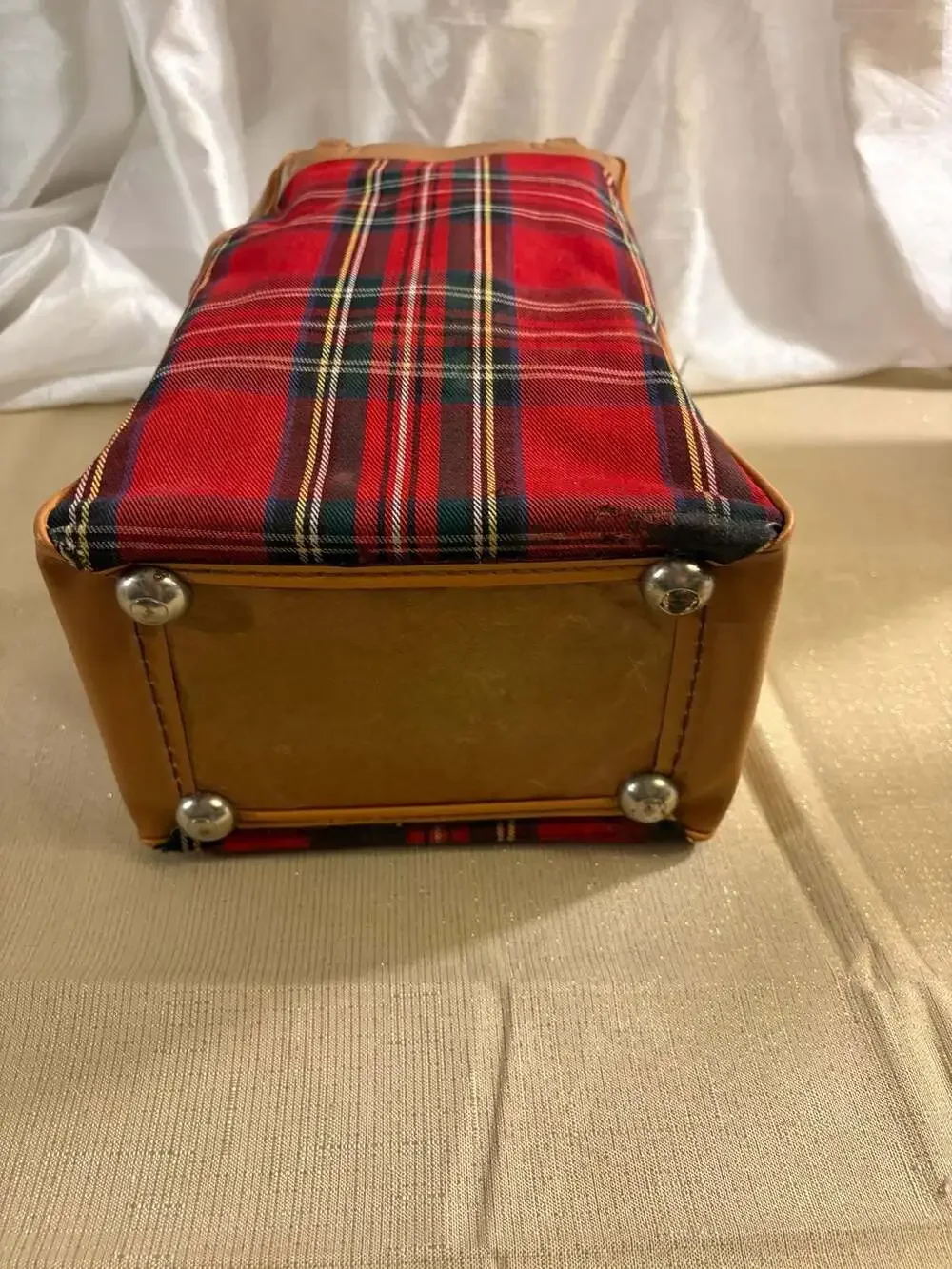 Vintage King-Seeley Thermos Brand Picnic Carrying Case in Red Tartan Plaid